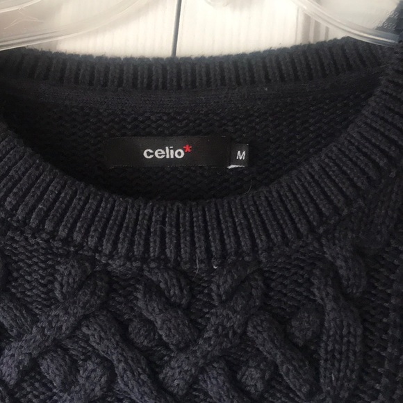 Celio Oversized Cable Knit Navy Sweater - Picture 3 of 3